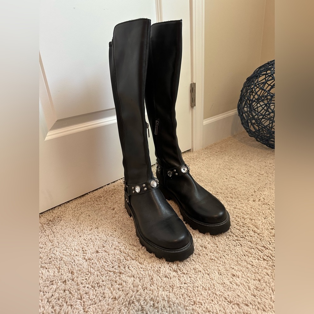 Karl Lagerfeld “Milla” Knee High Lug Sole Boots